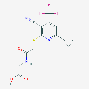 molecular formula C14H12F3N3O3S B460634 [({[3-Cyano-6-cyclopropyl-4-(trifluoromethyl)-2-pyridinyl]sulfanyl}acetyl)amino]acetic acid 