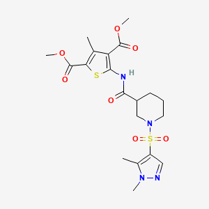 molecular formula C20H26N4O7S2 B4606340 DIMETHYL 5-[({1-[(1,5-DIMETHYL-1H-PYRAZOL-4-YL)SULFONYL]-3-PIPERIDYL}CARBONYL)AMINO]-3-METHYL-2,4-THIOPHENEDICARBOXYLATE 