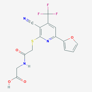 molecular formula C15H10F3N3O4S B460636 [({[3-Cyano-6-(2-furyl)-4-(trifluoromethyl)-2-pyridinyl]sulfanyl}acetyl)amino]acetic acid 
