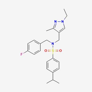 molecular formula C23H28FN3O2S B4606365 N-[(1-ETHYL-3-METHYL-1H-PYRAZOL-4-YL)METHYL]-N-(4-FLUOROBENZYL)-4-ISOPROPYL-1-BENZENESULFONAMIDE 