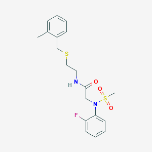 molecular formula C19H23FN2O3S2 B4606372 N~2~-(2-fluorophenyl)-N~1~-{2-[(2-methylbenzyl)thio]ethyl}-N~2~-(methylsulfonyl)glycinamide 