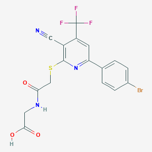 molecular formula C17H11BrF3N3O3S B460639 [({[6-(4-Bromophenyl)-3-cyano-4-(trifluoromethyl)-2-pyridinyl]sulfanyl}acetyl)amino]acetic acid 