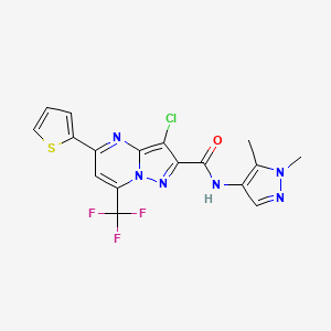 molecular formula C17H12ClF3N6OS B4606473 3-CHLORO-N~2~-(1,5-DIMETHYL-1H-PYRAZOL-4-YL)-5-(2-THIENYL)-7-(TRIFLUOROMETHYL)PYRAZOLO[1,5-A]PYRIMIDINE-2-CARBOXAMIDE 