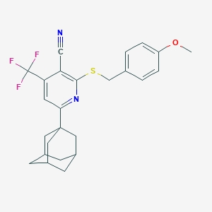 molecular formula C25H25F3N2OS B460649 6-(1-Adamantyl)-2-[(4-methoxybenzyl)sulfanyl]-4-(trifluoromethyl)nicotinonitrile 
