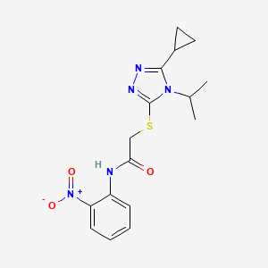 molecular formula C16H19N5O3S B4606515 2-[(5-CYCLOPROPYL-4-ISOPROPYL-4H-1,2,4-TRIAZOL-3-YL)SULFANYL]-N-(2-NITROPHENYL)ACETAMIDE 