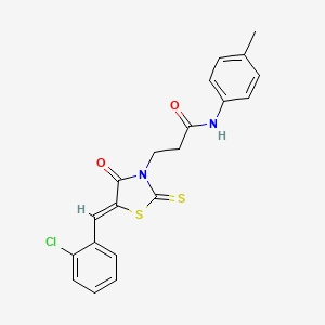 molecular formula C20H17ClN2O2S2 B4606526 3-[5-(2-chlorobenzylidene)-4-oxo-2-thioxo-1,3-thiazolidin-3-yl]-N-(4-methylphenyl)propanamide 