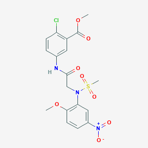 molecular formula C18H18ClN3O8S B4606533 methyl 2-chloro-5-{[N-(2-methoxy-5-nitrophenyl)-N-(methylsulfonyl)glycyl]amino}benzoate 