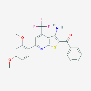 molecular formula C23H17F3N2O3S B460654 [3-Amino-6-(2,4-dimethoxyphenyl)-4-(trifluoromethyl)thieno[2,3-b]pyridin-2-yl](phenyl)methanone CAS No. 625377-58-4