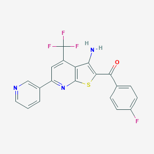 molecular formula C20H11F4N3OS B460658 [3-氨基-6-(3-吡啶基)-4-(三氟甲基)噻吩并[2,3-b]吡啶-2-基](4-氟苯基)甲酮 CAS No. 625377-67-5