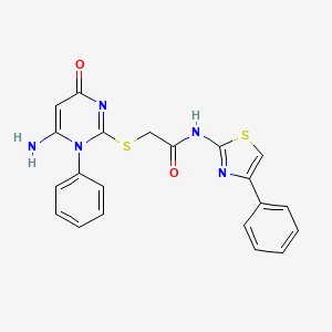 2-[(6-amino-4-oxo-1-phenyl-1,4-dihydropyrimidin-2-yl)sulfanyl]-N-(4-phenyl-1,3-thiazol-2-yl)acetamide