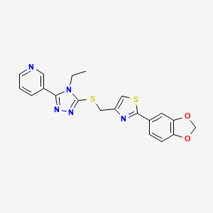 molecular formula C20H17N5O2S2 B4606622 [2-(1,3-BENZODIOXOL-5-YL)-1,3-THIAZOL-4-YL]METHYL [4-ETHYL-5-(3-PYRIDYL)-4H-1,2,4-TRIAZOL-3-YL] SULFIDE 