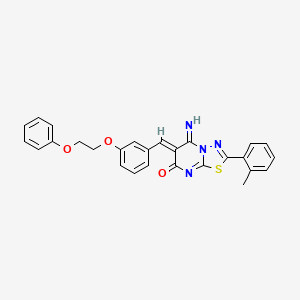 molecular formula C27H22N4O3S B4606671 (6Z)-5-imino-2-(2-methylphenyl)-6-[[3-(2-phenoxyethoxy)phenyl]methylidene]-[1,3,4]thiadiazolo[3,2-a]pyrimidin-7-one 