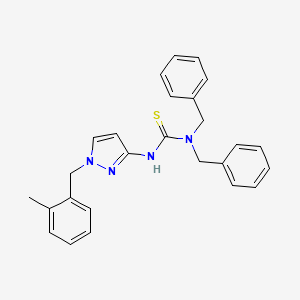 molecular formula C26H26N4S B4606699 N,N-dibenzyl-N'-[1-(2-methylbenzyl)-1H-pyrazol-3-yl]thiourea 