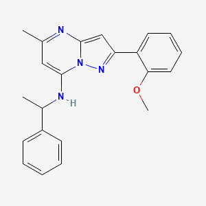 molecular formula C22H22N4O B4606707 2-(2-methoxyphenyl)-5-methyl-N-(1-phenylethyl)pyrazolo[1,5-a]pyrimidin-7-amine 