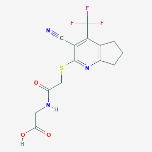 molecular formula C14H12F3N3O3S B460674 [({[3-cyano-4-(trifluoromethyl)-6,7-dihydro-5H-cyclopenta[b]pyridin-2-yl]sulfanyl}acetyl)amino]acetic acid 