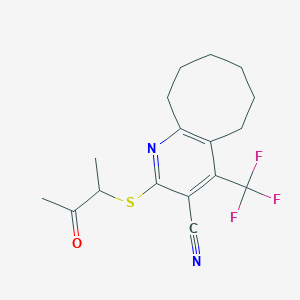 molecular formula C17H19F3N2OS B460676 2-(3-Oxobutan-2-ylsulfanyl)-4-(trifluoromethyl)-5,6,7,8,9,10-hexahydrocycloocta[b]pyridine-3-carbonitrile CAS No. 626222-09-1