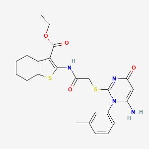 ETHYL 2-(2-{[6-AMINO-1-(3-METHYLPHENYL)-4-OXO-1,4-DIHYDROPYRIMIDIN-2-YL]SULFANYL}ACETAMIDO)-4,5,6,7-TETRAHYDRO-1-BENZOTHIOPHENE-3-CARBOXYLATE