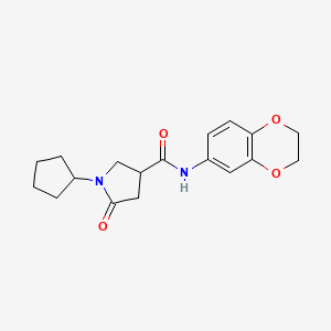 molecular formula C18H22N2O4 B4606821 1-cyclopentyl-N-(2,3-dihydro-1,4-benzodioxin-6-yl)-5-oxopyrrolidine-3-carboxamide 