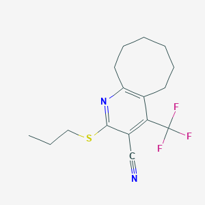 molecular formula C16H19F3N2S B460684 2-(Propylsulfanyl)-4-(trifluoromethyl)-5,6,7,8,9,10-hexahydrocycloocta[b]pyridine-3-carbonitrile CAS No. 626228-66-8