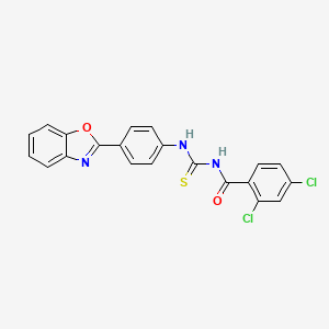 molecular formula C21H13Cl2N3O2S B4606849 N-{[4-(1,3-benzoxazol-2-yl)phenyl]carbamothioyl}-2,4-dichlorobenzamide 