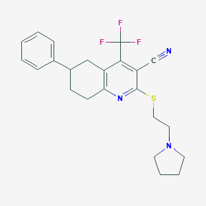 molecular formula C23H24F3N3S B460685 6-Phenyl-2-(2-pyrrolidin-1-ylethylsulfanyl)-4-(trifluoromethyl)-5,6,7,8-tetrahydroquinoline-3-carbonitrile CAS No. 664994-25-6