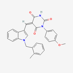 molecular formula C28H23N3O4 B4606876 1-(4-methoxyphenyl)-5-{[1-(2-methylbenzyl)-1H-indol-3-yl]methylene}-2,4,6(1H,3H,5H)-pyrimidinetrione 