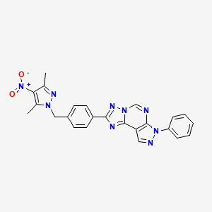 molecular formula C24H19N9O2 B4606889 2-{4-[(3,5-dimethyl-4-nitro-1H-pyrazol-1-yl)methyl]phenyl}-7-phenyl-7H-pyrazolo[4,3-e][1,2,4]triazolo[1,5-c]pyrimidine 