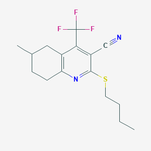 molecular formula C16H19F3N2S B460691 2-(Butylsulfanyl)-6-methyl-4-(trifluoromethyl)-5,6,7,8-tetrahydroquinoline-3-carbonitrile CAS No. 626228-67-9