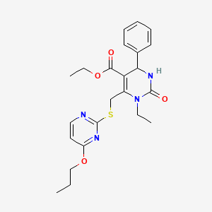 molecular formula C23H28N4O4S B4606924 ETHYL 1-ETHYL-2-OXO-4-PHENYL-6-{[(4-PROPOXY-2-PYRIMIDINYL)SULFANYL]METHYL}-1,2,3,4-TETRAHYDRO-5-PYRIMIDINECARBOXYLATE 