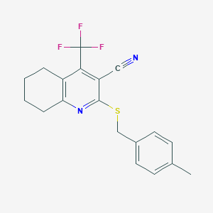 molecular formula C19H17F3N2S B460693 2-[(4-Methylphenyl)methylsulfanyl]-4-(trifluoromethyl)-5,6,7,8-tetrahydroquinoline-3-carbonitrile CAS No. 626227-69-8