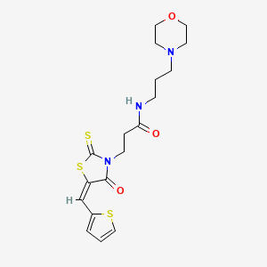 molecular formula C18H23N3O3S3 B4606963 N-(3-morpholin-4-ylpropyl)-3-[(5E)-4-oxo-2-sulfanylidene-5-(thiophen-2-ylmethylidene)-1,3-thiazolidin-3-yl]propanamide 