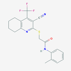 molecular formula C20H18F3N3OS B460697 2-[[3-氰基-4-(三氟甲基)-5,6,7,8-四氢喹啉-2-基]硫代基]-N-(2-甲基苯基)乙酰胺 CAS No. 626227-79-0