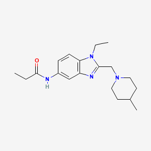 molecular formula C19H28N4O B4606971 N-{1-Ethyl-2-[(4-methylpiperidin-1-YL)methyl]-1H-1,3-benzodiazol-5-YL}propanamide 