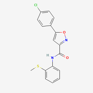 molecular formula C17H13ClN2O2S B4606979 5-(4-chlorophenyl)-N-[2-(methylthio)phenyl]-3-isoxazolecarboxamide 