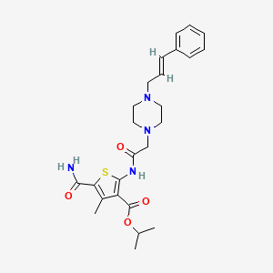 molecular formula C25H32N4O4S B4606987 isopropyl 5-(aminocarbonyl)-4-methyl-2-({[4-(3-phenyl-2-propen-1-yl)-1-piperazinyl]acetyl}amino)-3-thiophenecarboxylate 