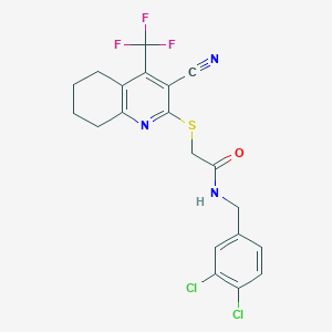 2-[[3-cyano-4-(trifluoromethyl)-5,6,7,8-tetrahydroquinolin-2-yl]sulfanyl]-N-[(3,4-dichlorophenyl)methyl]acetamide