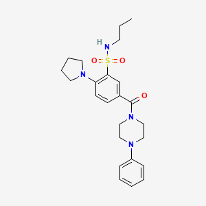 molecular formula C24H32N4O3S B4606995 5-[(4-phenyl-1-piperazinyl)carbonyl]-N-propyl-2-(1-pyrrolidinyl)benzenesulfonamide 