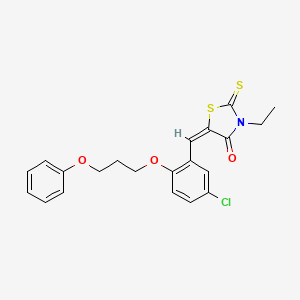 molecular formula C21H20ClNO3S2 B4607012 5-[5-chloro-2-(3-phenoxypropoxy)benzylidene]-3-ethyl-2-thioxo-1,3-thiazolidin-4-one 