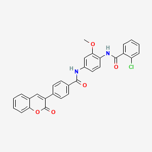 2-chloro-N-(2-methoxy-4-{[4-(2-oxo-2H-chromen-3-yl)benzoyl]amino}phenyl)benzamide