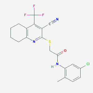 molecular formula C20H17ClF3N3OS B460711 N-(5-氯-2-甲基苯基)-2-[[3-氰基-4-(三氟甲基)-5,6,7,8-四氢喹啉-2-基]硫代]乙酰胺 CAS No. 626227-77-8