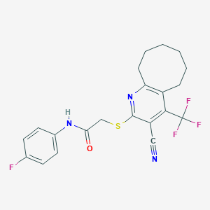 molecular formula C21H19F4N3OS B460713 2-[[3-氰基-4-(三氟甲基)-5,6,7,8,9,10-六氢环辛并[b]吡啶-2-基]硫代]-N-(4-氟苯基)乙酰胺 CAS No. 626228-71-5