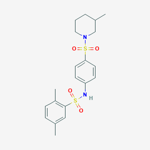 molecular formula C20H26N2O4S2 B4607185 2,5-dimethyl-N-{4-[(3-methyl-1-piperidinyl)sulfonyl]phenyl}benzenesulfonamide 