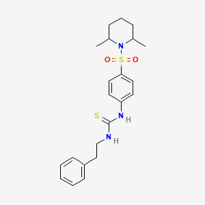 molecular formula C22H29N3O2S2 B4607215 N-{4-[(2,6-dimethyl-1-piperidinyl)sulfonyl]phenyl}-N'-(2-phenylethyl)thiourea 