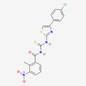 molecular formula C18H13ClN4O3S2 B4607216 N-{[4-(4-chlorophenyl)-1,3-thiazol-2-yl]carbamothioyl}-2-methyl-3-nitrobenzamide 