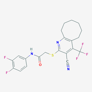 molecular formula C21H18F5N3OS B460722 2-[[3-氰基-4-(三氟甲基)-5,6,7,8,9,10-六氢环辛[b]吡啶-2-基]硫代]-N-(3,4-二氟苯基)乙酰胺 CAS No. 626228-75-9