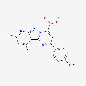 molecular formula C19H16N4O3 B4607307 4-(4-methoxyphenyl)-11,13-dimethyl-3,7,8,10-tetrazatricyclo[7.4.0.02,7]trideca-1,3,5,8,10,12-hexaene-6-carboxylic acid 