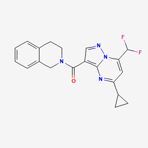 molecular formula C20H18F2N4O B4607313 2-{[5-cyclopropyl-7-(difluoromethyl)pyrazolo[1,5-a]pyrimidin-3-yl]carbonyl}-1,2,3,4-tetrahydroisoquinoline 