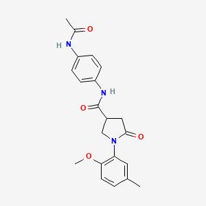 molecular formula C21H23N3O4 B4607336 N-[4-(acetylamino)phenyl]-1-(2-methoxy-5-methylphenyl)-5-oxopyrrolidine-3-carboxamide 