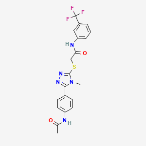 molecular formula C20H18F3N5O2S B4607356 2-({5-[4-(acetylamino)phenyl]-4-methyl-4H-1,2,4-triazol-3-yl}sulfanyl)-N-[3-(trifluoromethyl)phenyl]acetamide 