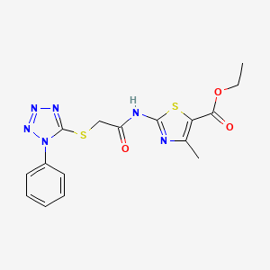 molecular formula C16H16N6O3S2 B4607360 ETHYL 4-METHYL-2-({2-[(1-PHENYL-1H-1,2,3,4-TETRAAZOL-5-YL)SULFANYL]ACETYL}AMINO)-1,3-THIAZOLE-5-CARBOXYLATE 